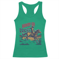 Howdy Go Lucky Racerback Tank Top Funny Cowboy St Patrick's Day