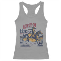 Howdy Go Lucky Racerback Tank Top Funny Cowboy St Patrick's Day