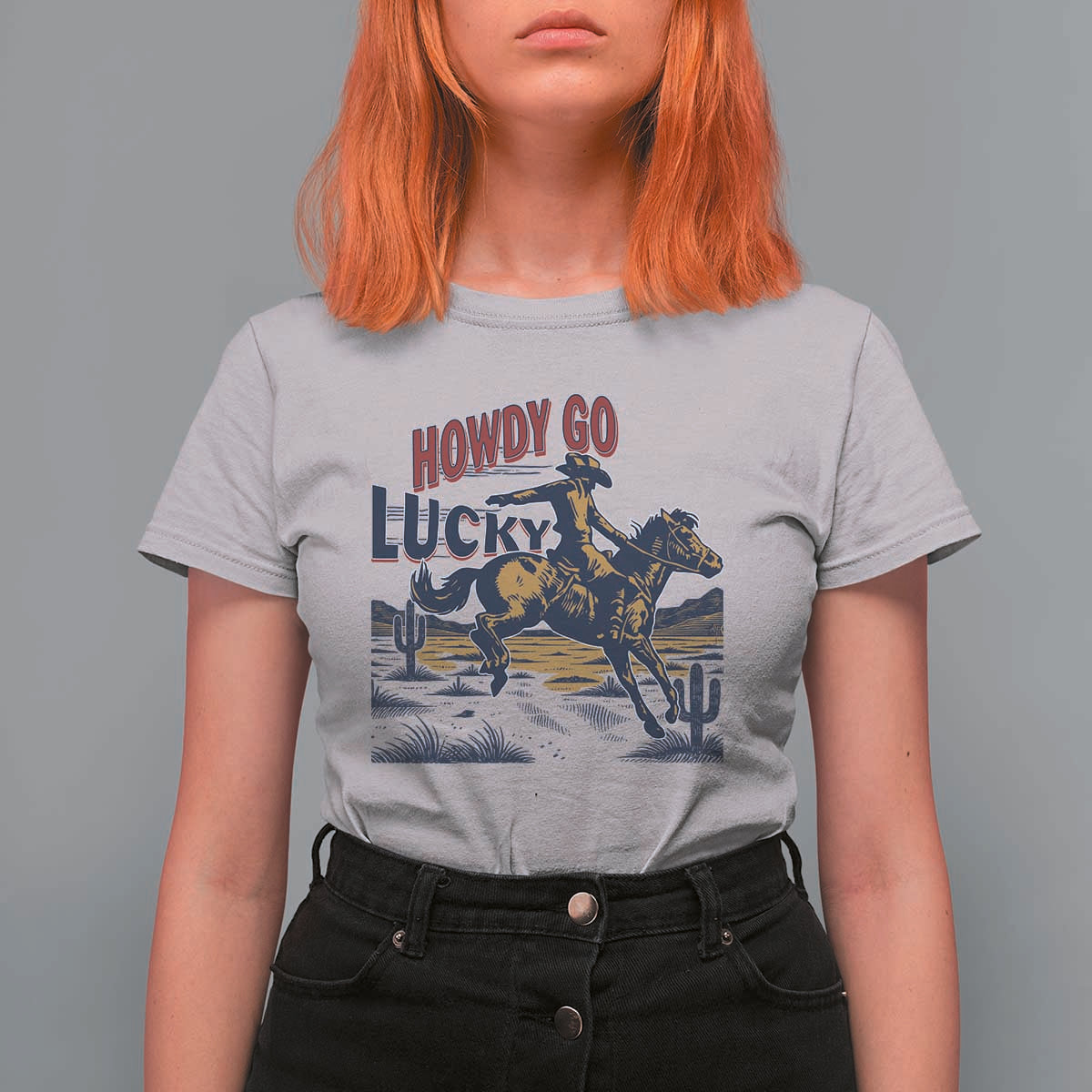 Howdy Go Lucky T Shirt For Women Funny Cowboy St Patrick's Day