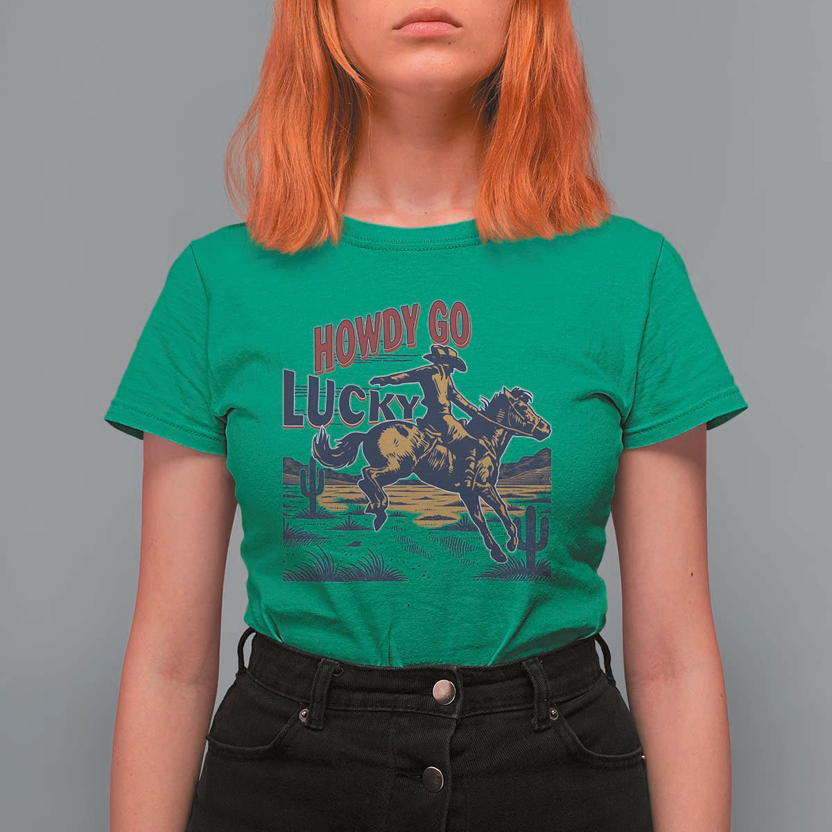 Howdy Go Lucky T Shirt For Women Funny Cowboy St Patrick's Day