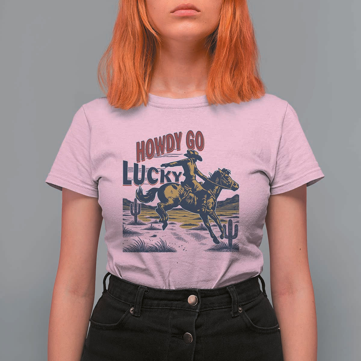 Howdy Go Lucky T Shirt For Women Funny Cowboy St Patrick's Day