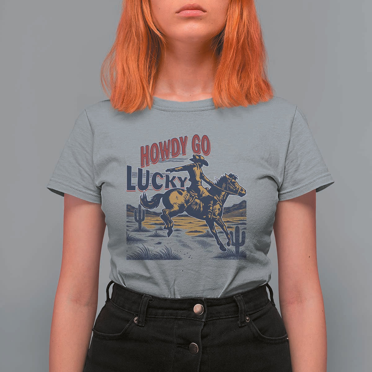 Howdy Go Lucky T Shirt For Women Funny Cowboy St Patrick's Day