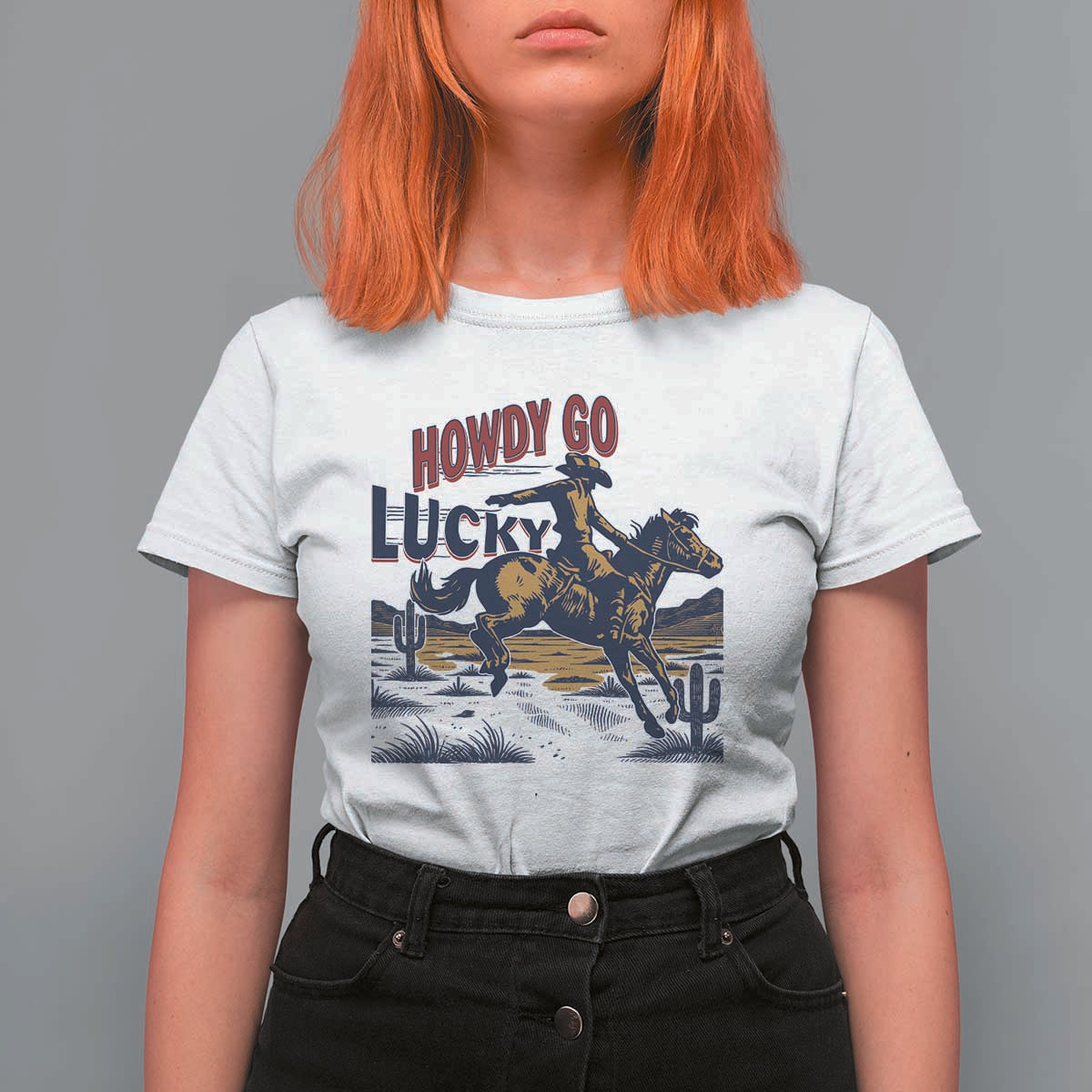 Howdy Go Lucky T Shirt For Women Funny Cowboy St Patrick's Day