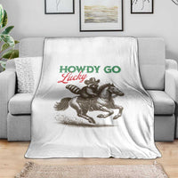Howdy Go Lucky Throw Blanket Cowboy Raccoon St Patrick's Day