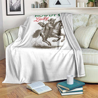 Howdy Go Lucky Throw Blanket Cowboy Raccoon St Patrick's Day