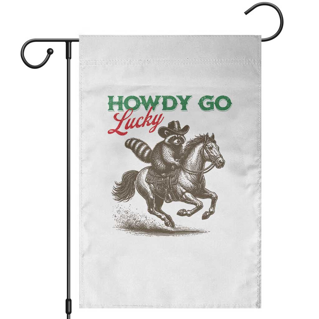 Howdy Go Lucky Garden Flag Cowboy Raccoon St Patrick's Day