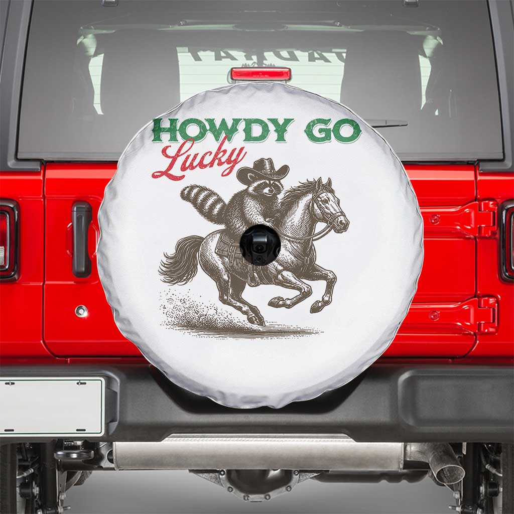Howdy Go Lucky Spare Tire Cover Cowboy Raccoon St Patrick's Day