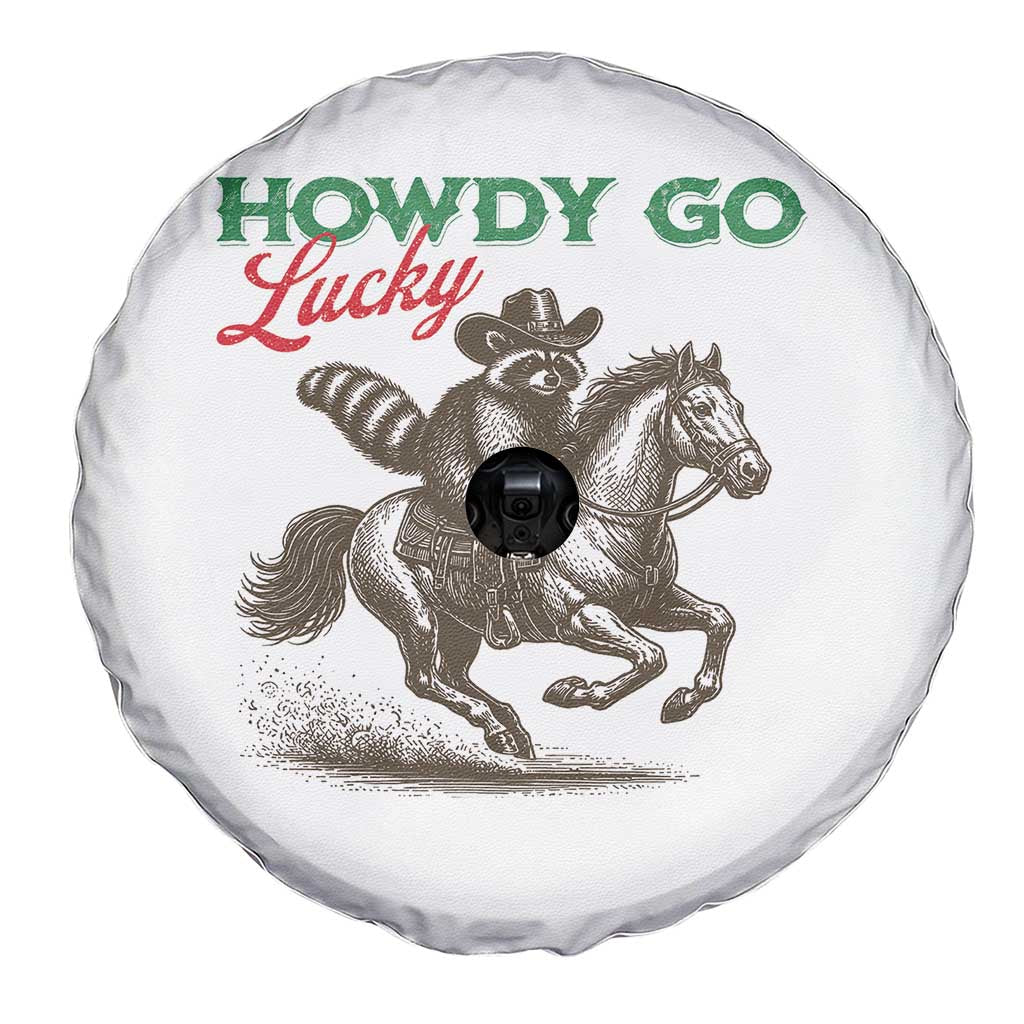 Howdy Go Lucky Spare Tire Cover Cowboy Raccoon St Patrick's Day