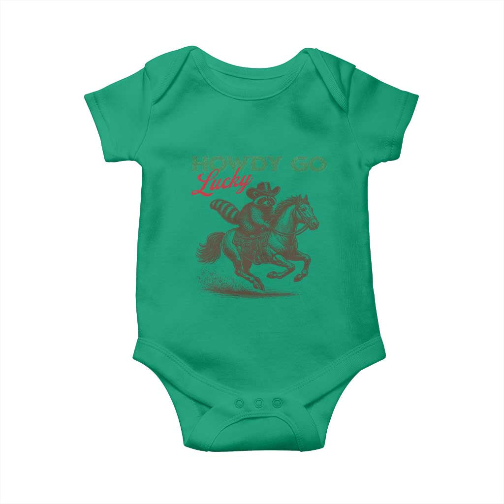 Howdy Go Lucky Baby Onesie Cowboy Raccoon St Patrick's Day