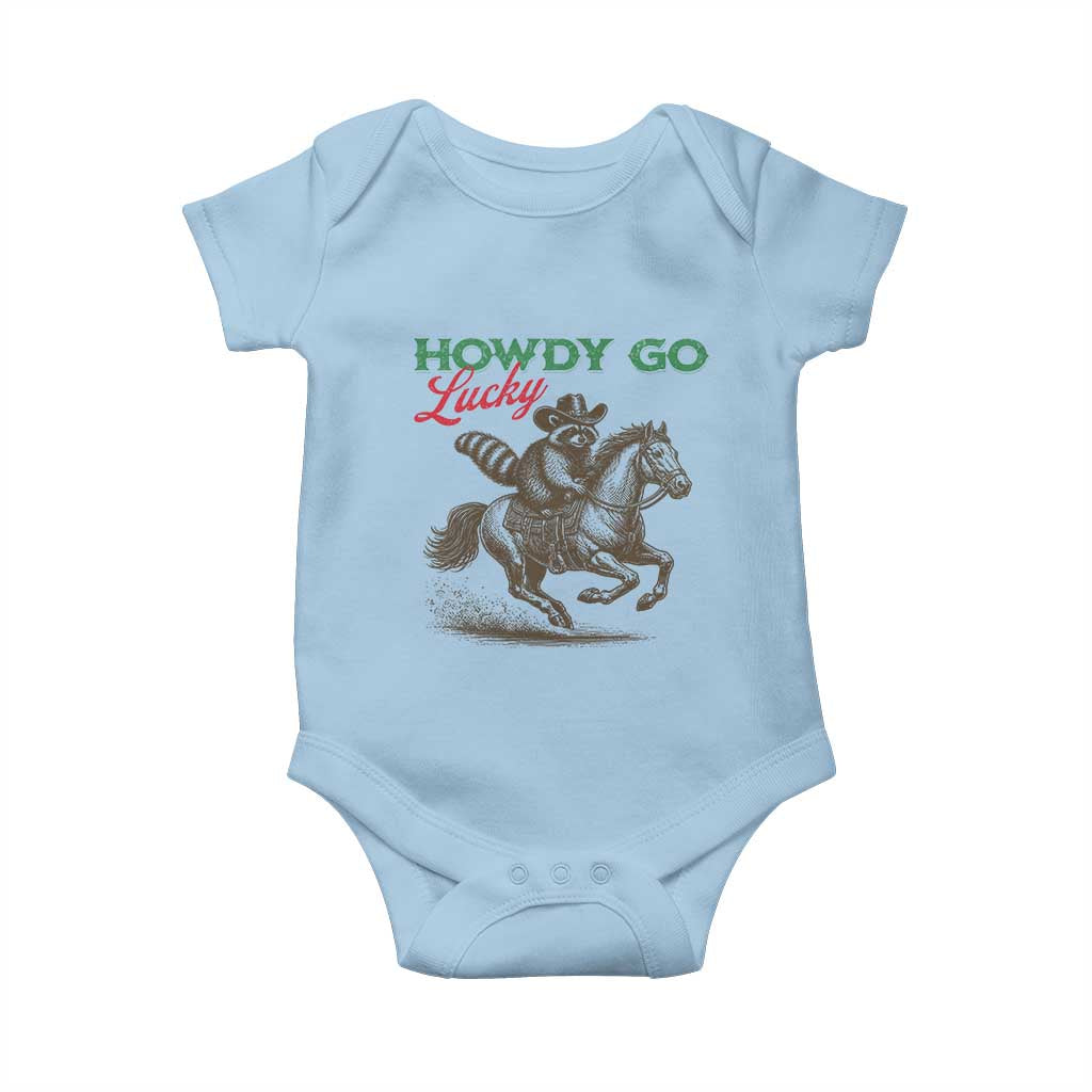Howdy Go Lucky Baby Onesie Cowboy Raccoon St Patrick's Day