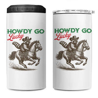 Howdy Go Lucky 4 in 1 Can Cooler Tumbler Cowboy Raccoon St Patrick's Day