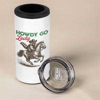 Howdy Go Lucky 4 in 1 Can Cooler Tumbler Cowboy Raccoon St Patrick's Day