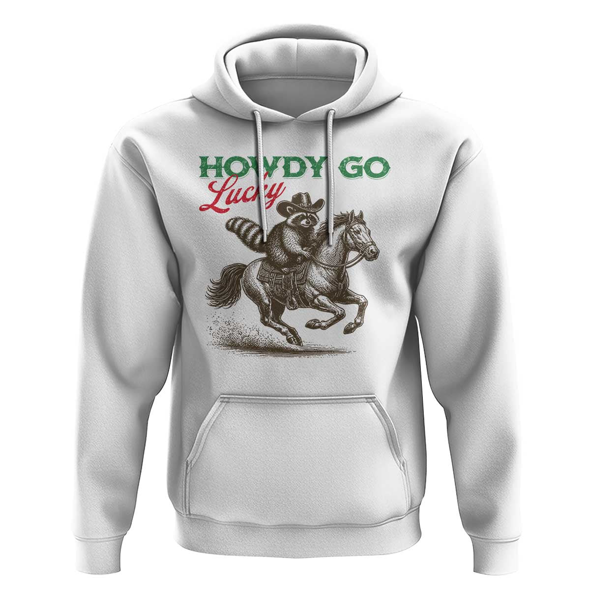 Howdy Go Lucky Hoodie Cowboy Raccoon St Patrick's Day