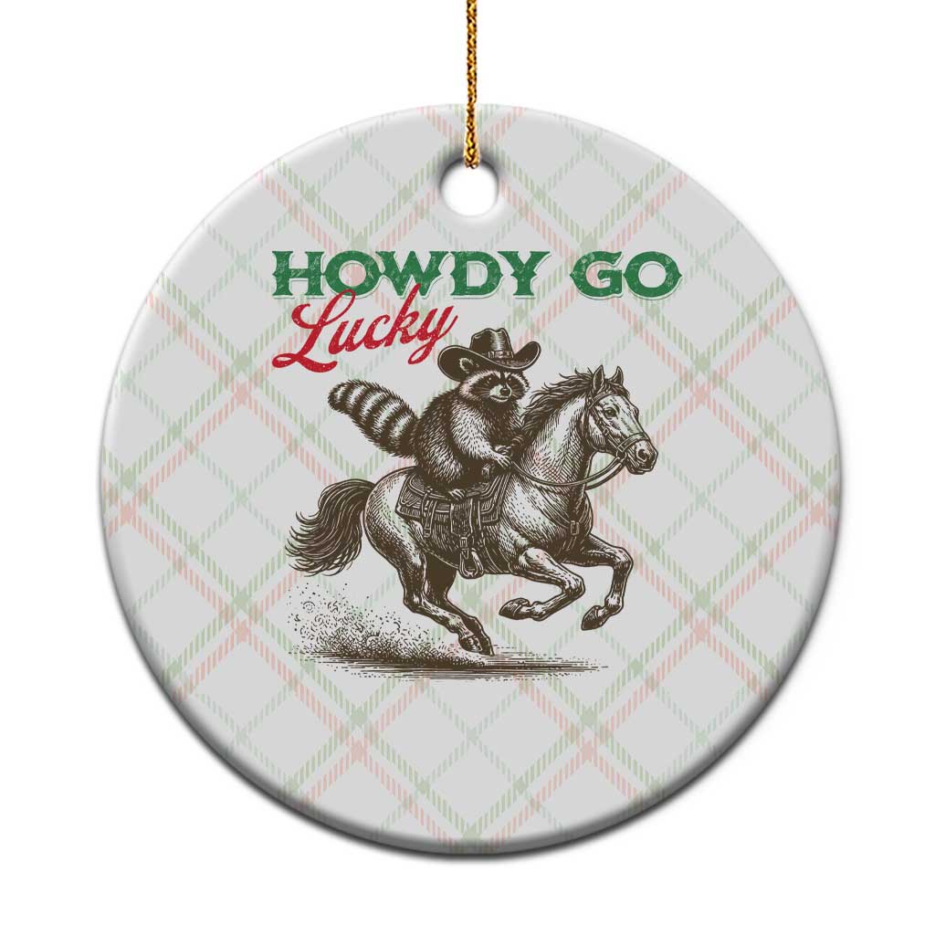 Howdy Go Lucky Ceramic Ornament Cowboy Raccoon St Patrick's Day