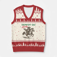 Howdy Go Lucky V-Neck Knit Sweater Vest Cowboy Raccoon St Patrick's Day