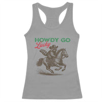Howdy Go Lucky Racerback Tank Top Cowboy Raccoon St Patrick's Day