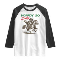 Howdy Go Lucky Raglan Shirt Cowboy Raccoon St Patrick's Day