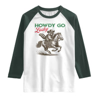 Howdy Go Lucky Raglan Shirt Cowboy Raccoon St Patrick's Day