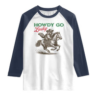 Howdy Go Lucky Raglan Shirt Cowboy Raccoon St Patrick's Day