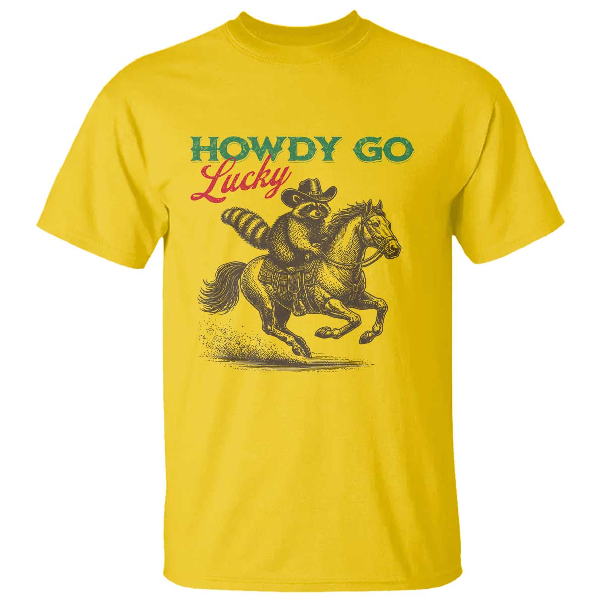 Howdy Go Lucky T Shirt Cowboy Raccoon St Patrick's Day