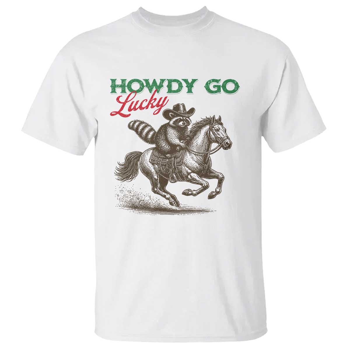 Howdy Go Lucky T Shirt Cowboy Raccoon St Patrick's Day