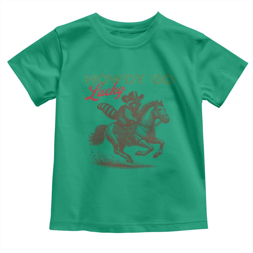 Howdy Go Lucky Toddler T Shirt Cowboy Raccoon St Patrick's Day