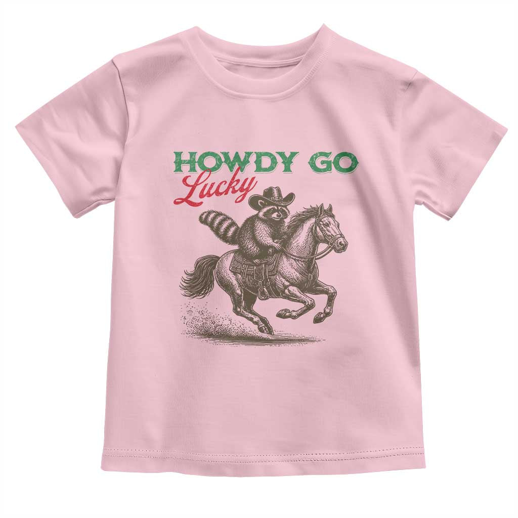 Howdy Go Lucky Toddler T Shirt Cowboy Raccoon St Patrick's Day