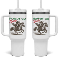 Howdy Go Lucky Tumbler With Handle Cowboy Raccoon St Patrick's Day