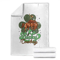 Lucky Cowboy Western Throw Blanket Funny St Patrick's Day
