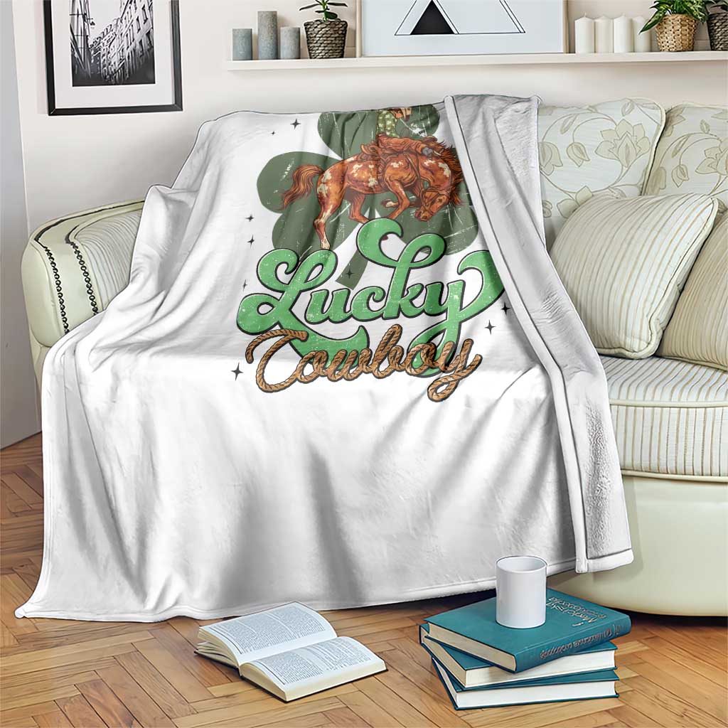 Lucky Cowboy Western Throw Blanket Funny St Patrick's Day