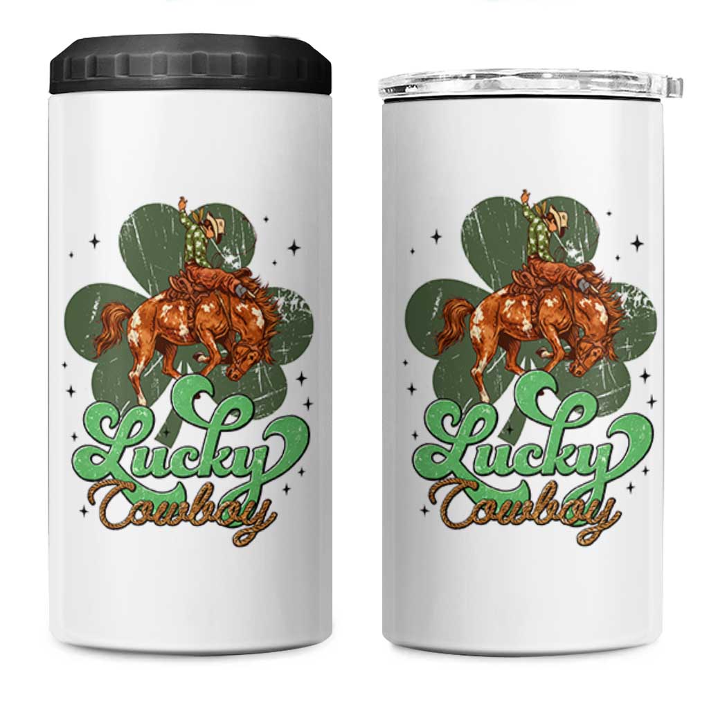 Lucky Cowboy Western 4 in 1 Can Cooler Tumbler Funny St Patrick's Day