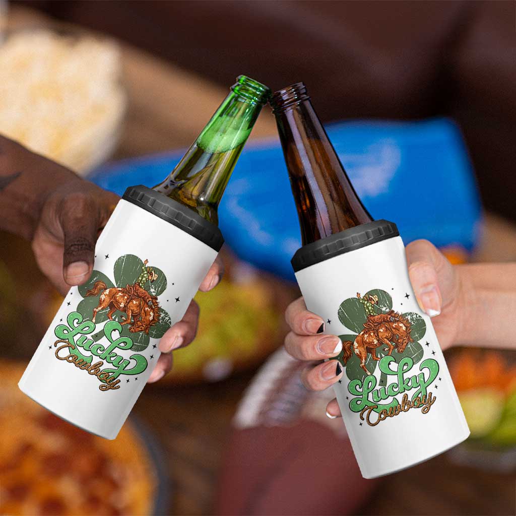 Lucky Cowboy Western 4 in 1 Can Cooler Tumbler Funny St Patrick's Day