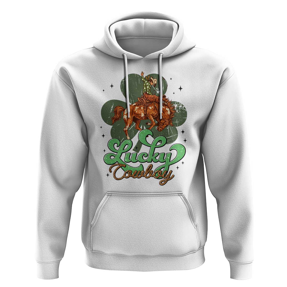 Lucky Cowboy Western Hoodie Funny St Patrick's Day