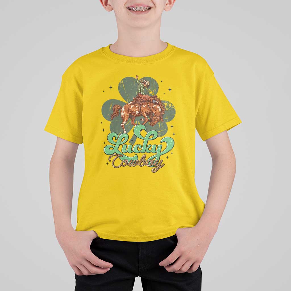 Lucky Cowboy Western T Shirt For Kid Funny St Patrick's Day