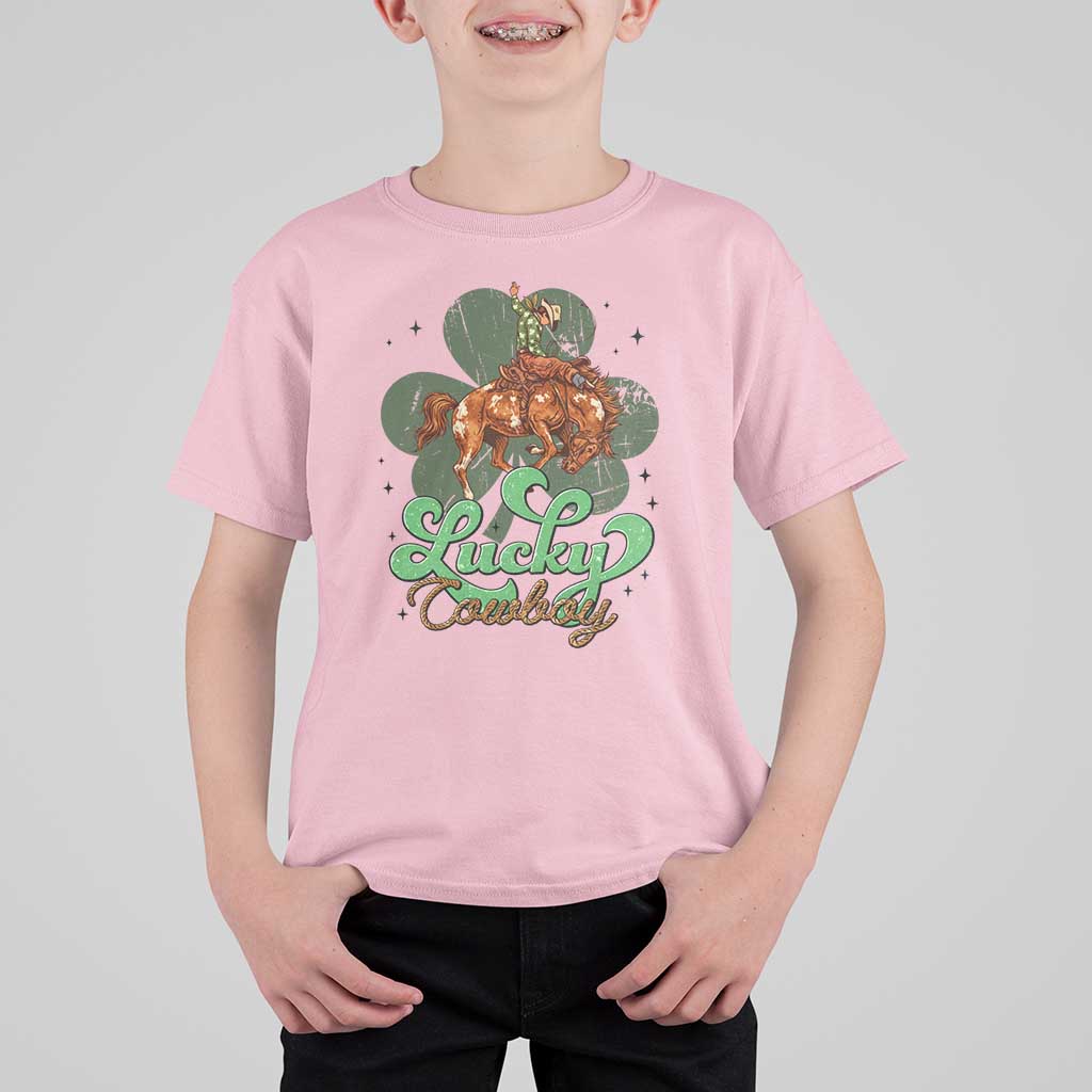 Lucky Cowboy Western T Shirt For Kid Funny St Patrick's Day