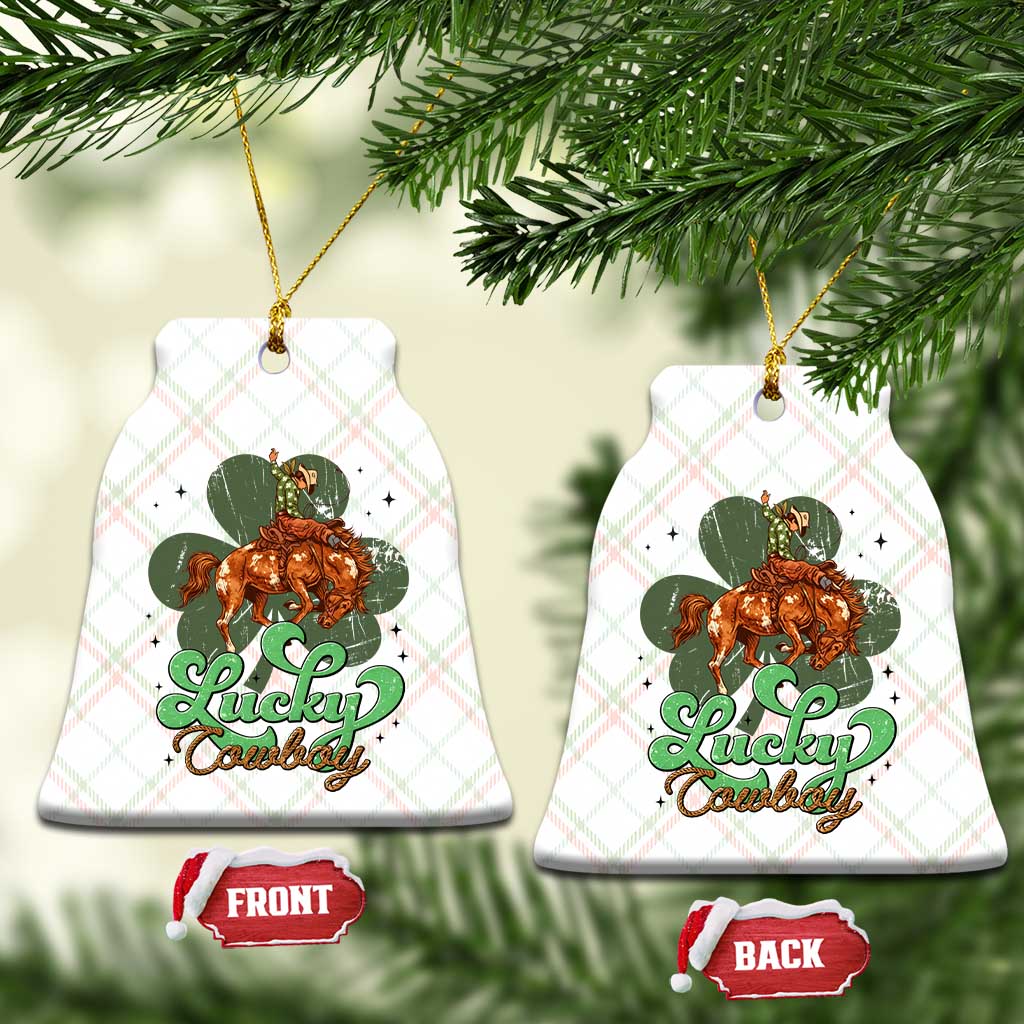 Lucky Cowboy Western Ceramic Ornament Funny St Patrick's Day