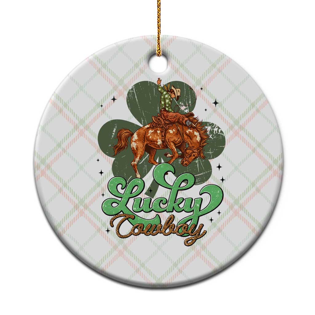 Lucky Cowboy Western Ceramic Ornament Funny St Patrick's Day