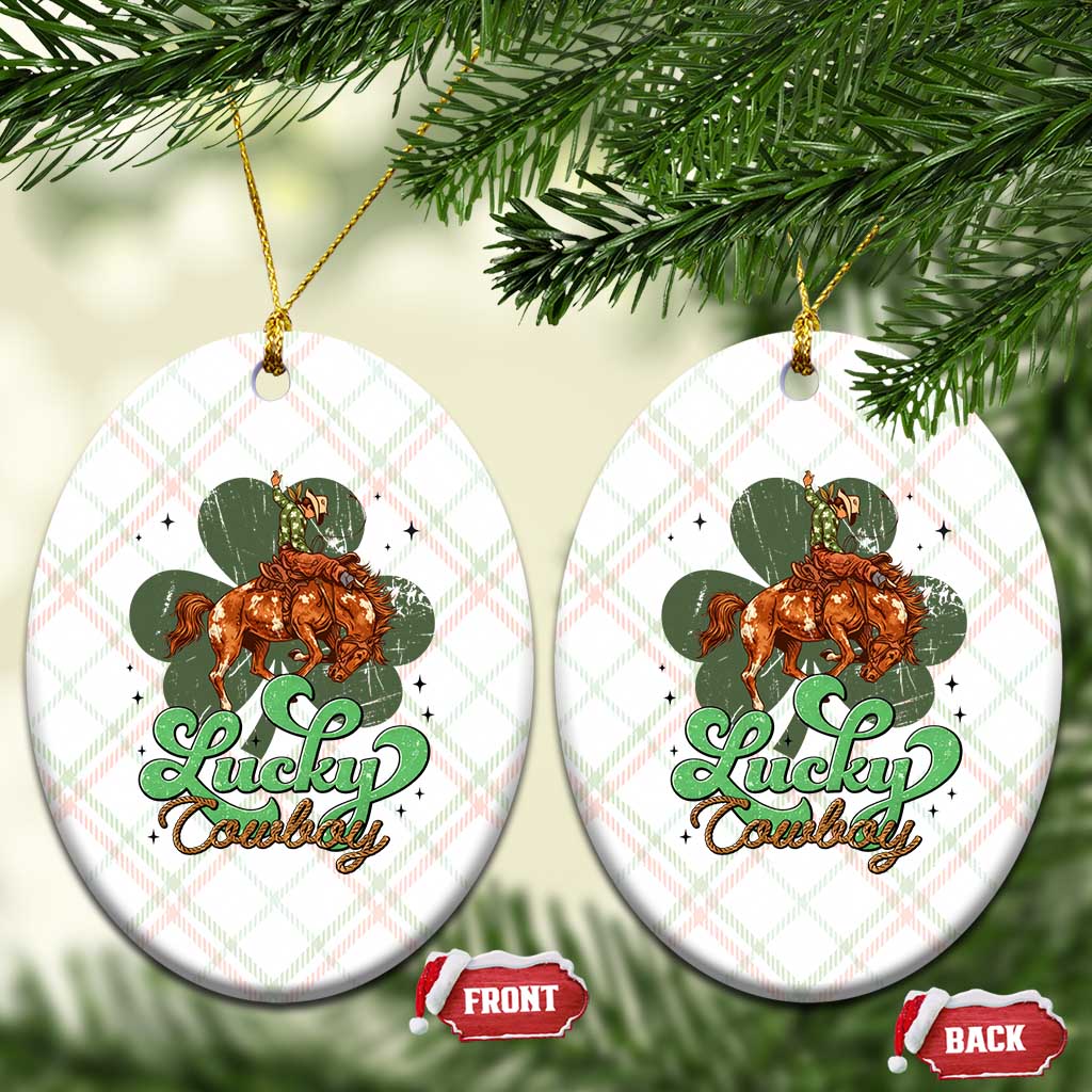 Lucky Cowboy Western Ceramic Ornament Funny St Patrick's Day
