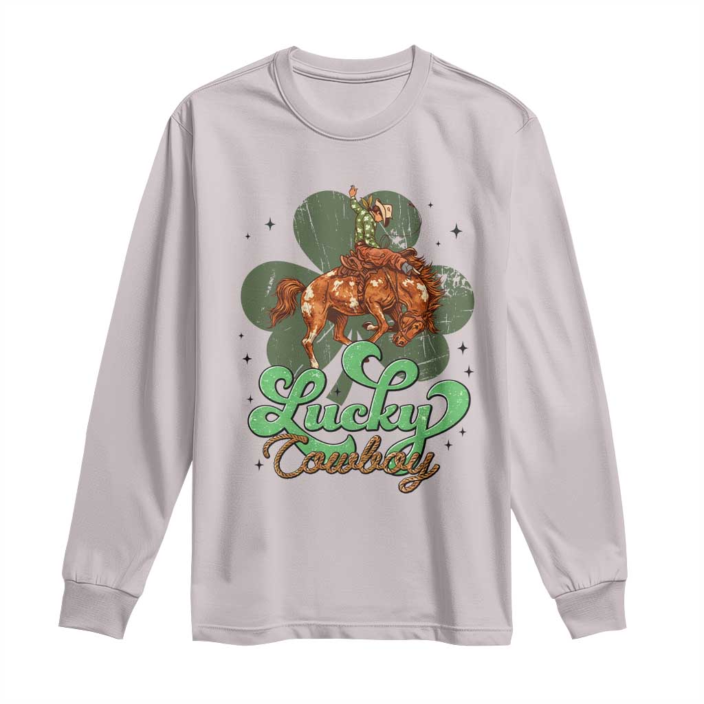 Lucky Cowboy Western Long Sleeve Shirt Funny St Patrick's Day