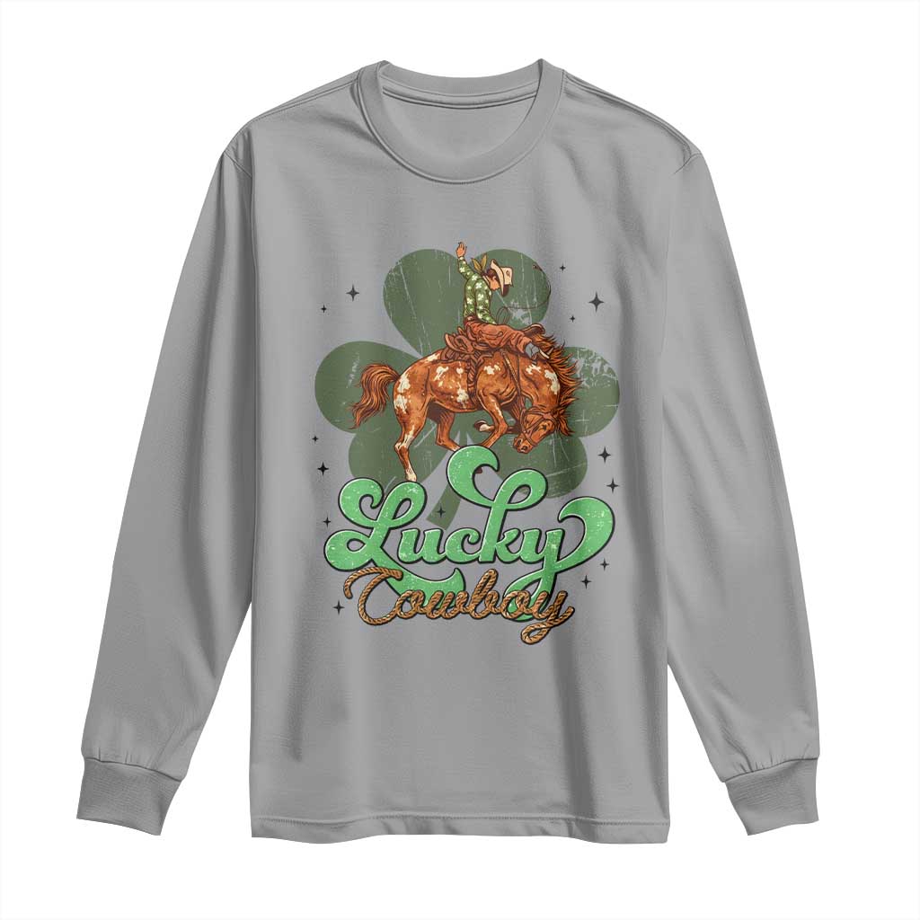 Lucky Cowboy Western Long Sleeve Shirt Funny St Patrick's Day