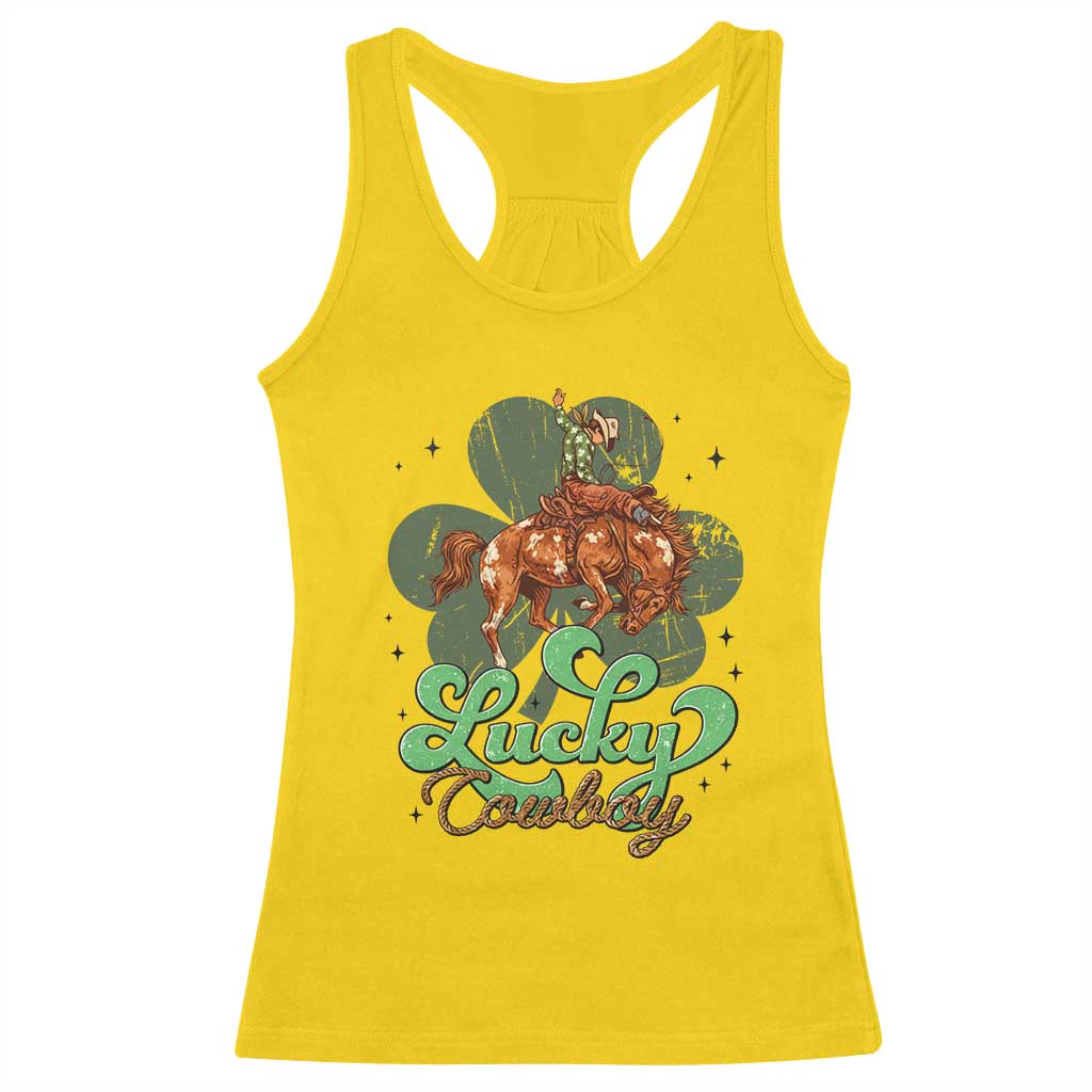 Lucky Cowboy Western Racerback Tank Top Funny St Patrick's Day
