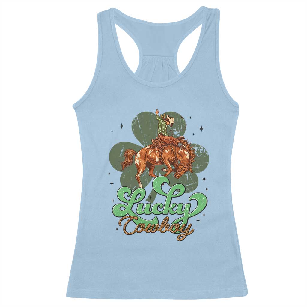Lucky Cowboy Western Racerback Tank Top Funny St Patrick's Day