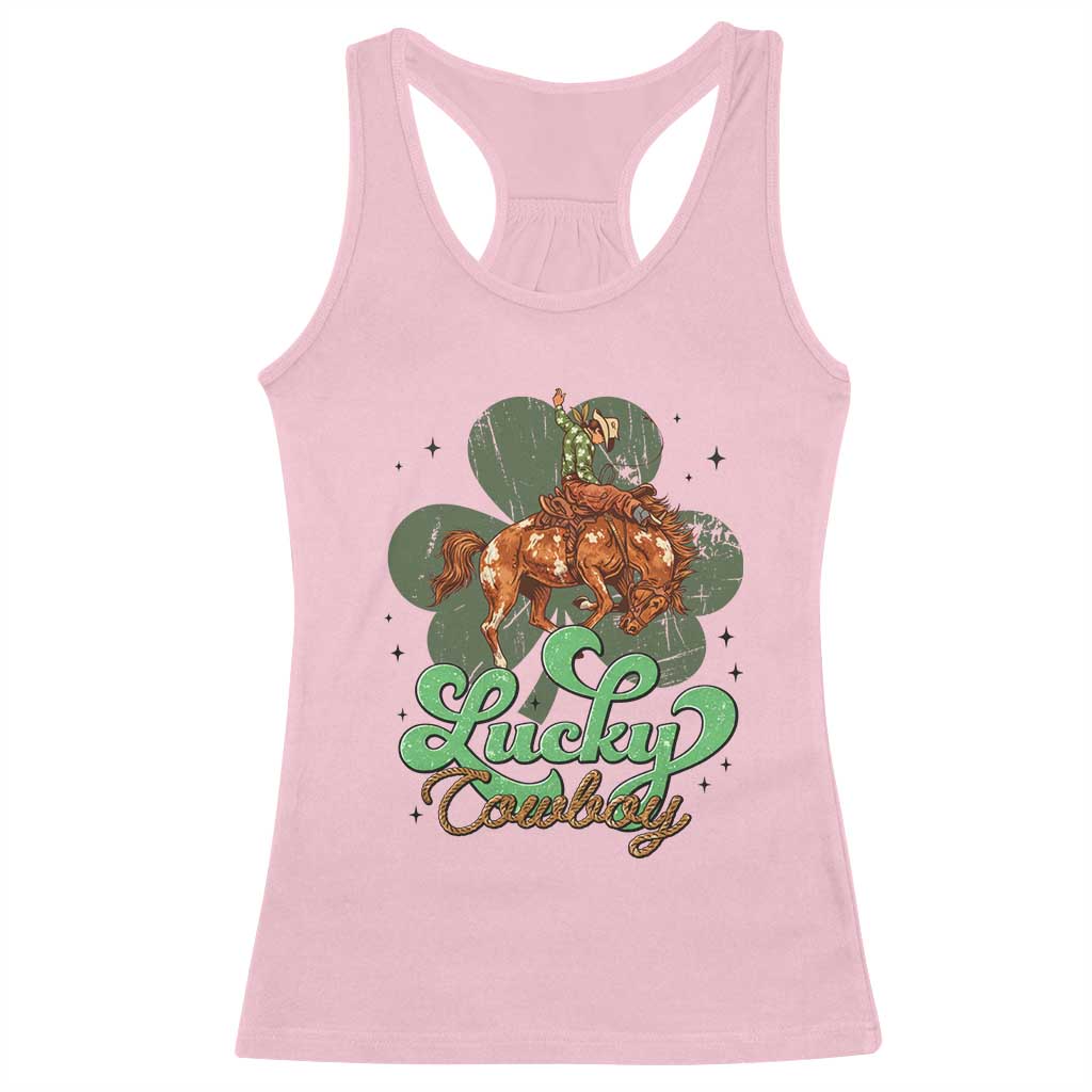 Lucky Cowboy Western Racerback Tank Top Funny St Patrick's Day