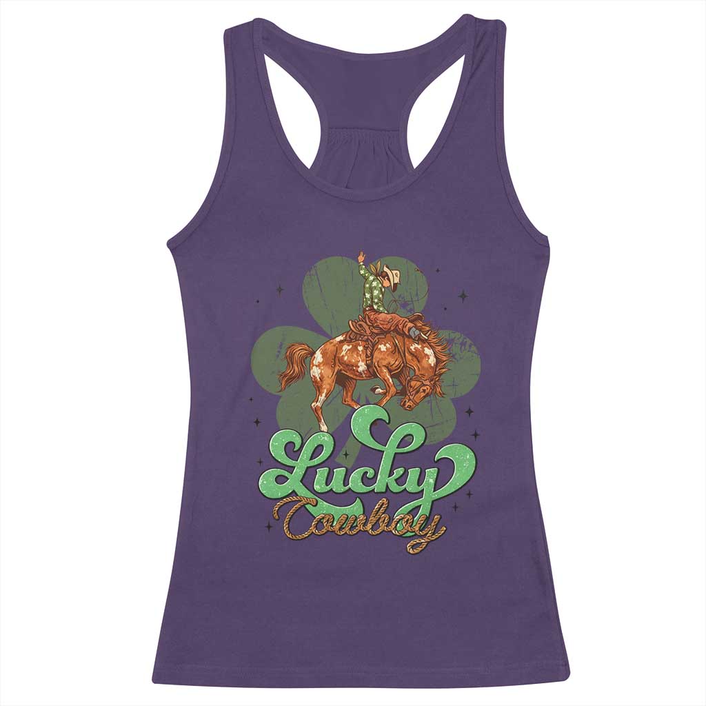 Lucky Cowboy Western Racerback Tank Top Funny St Patrick's Day