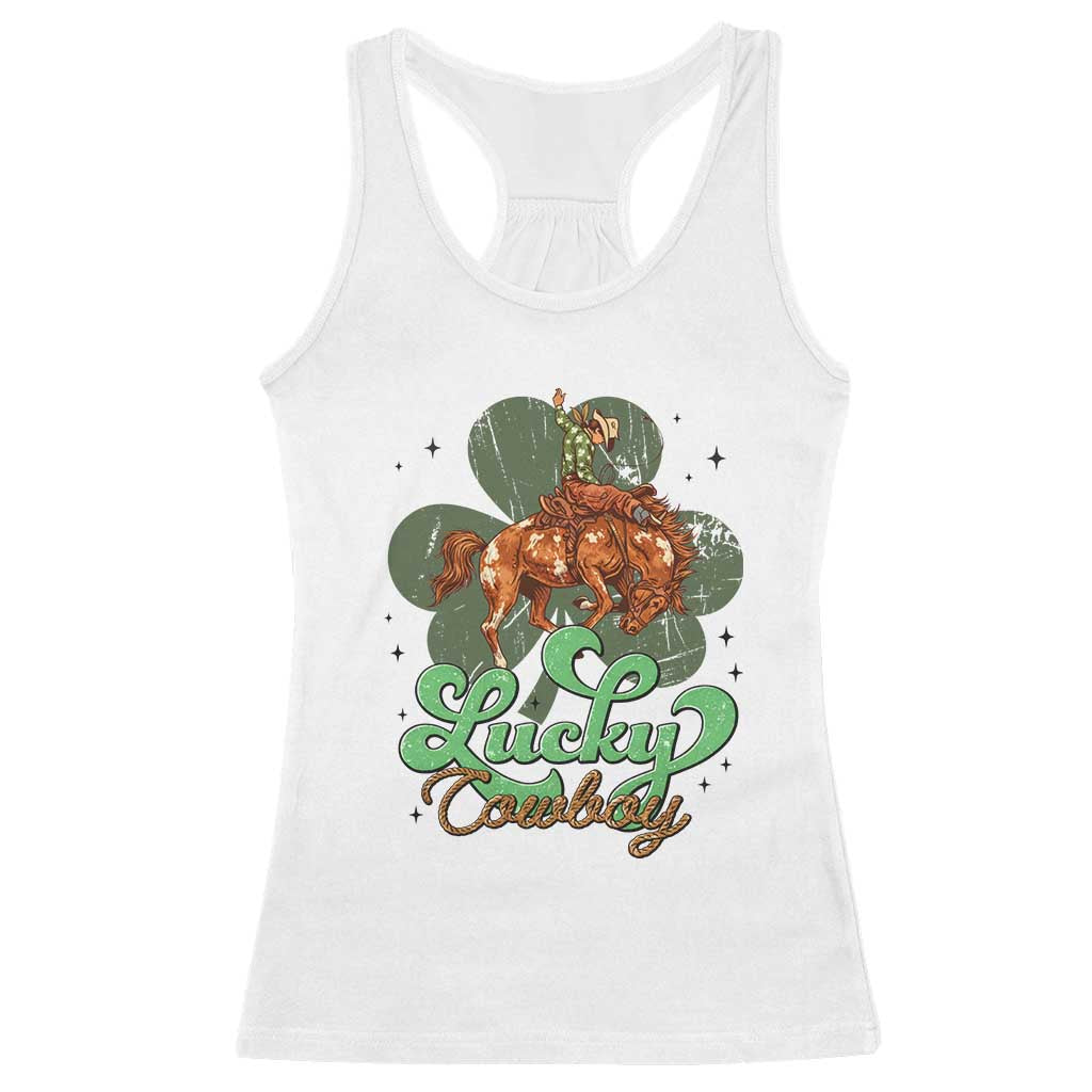 Lucky Cowboy Western Racerback Tank Top Funny St Patrick's Day