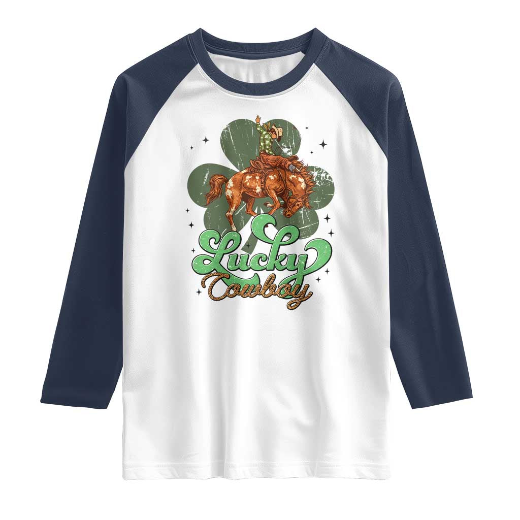Lucky Cowboy Western Raglan Shirt Funny St Patrick's Day