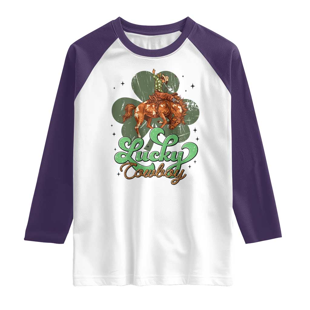 Lucky Cowboy Western Raglan Shirt Funny St Patrick's Day