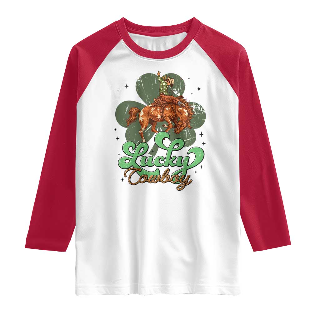 Lucky Cowboy Western Raglan Shirt Funny St Patrick's Day