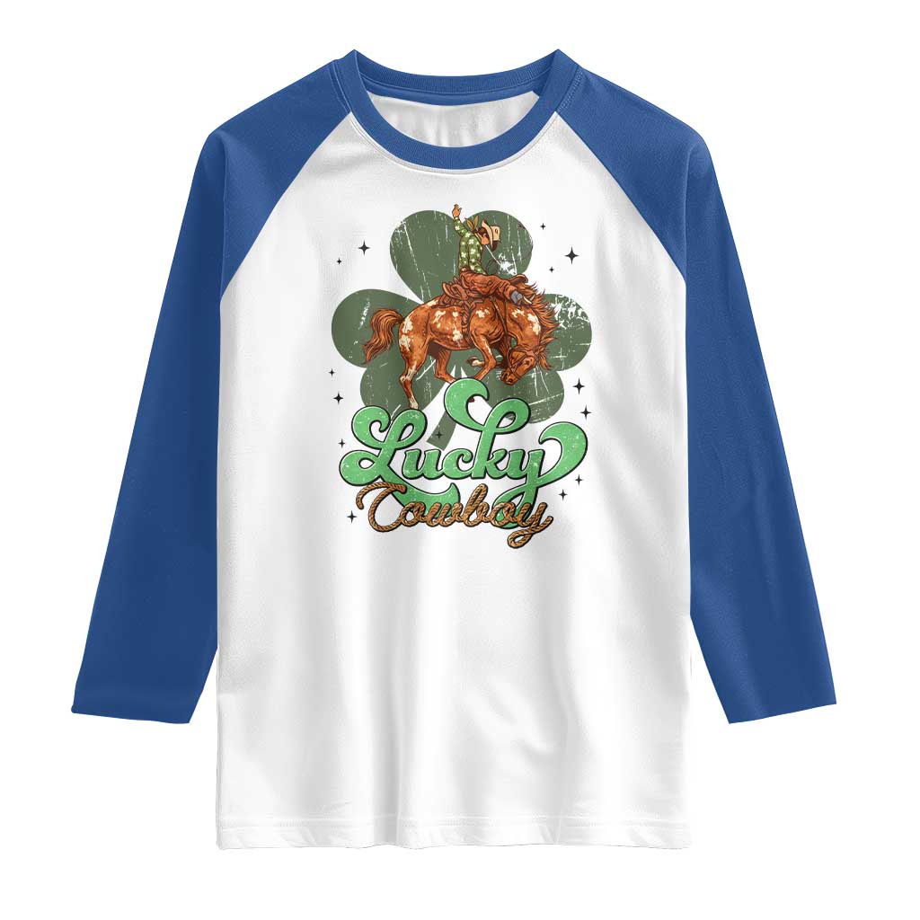 Lucky Cowboy Western Raglan Shirt Funny St Patrick's Day