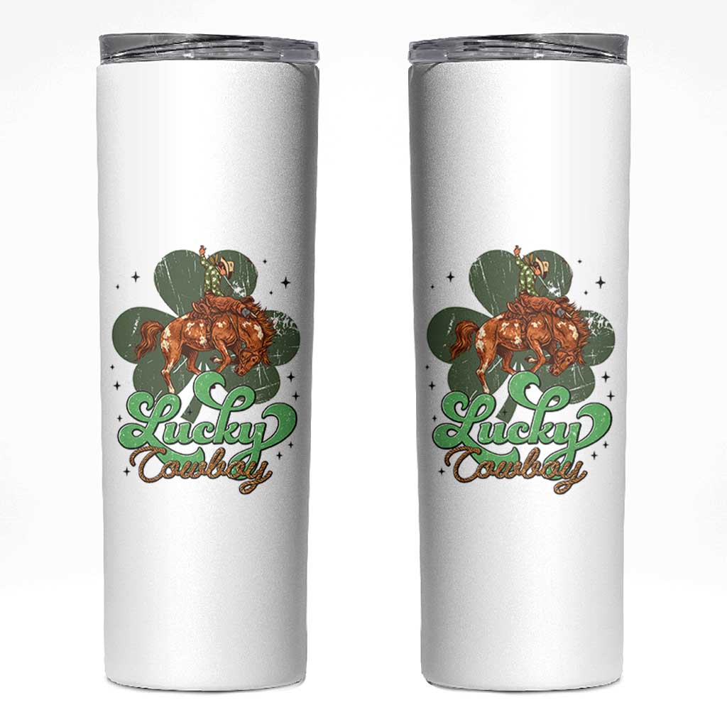 Lucky Cowboy Western Skinny Tumbler Funny St Patrick's Day
